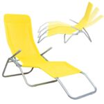 Leżak Ogrodowy i Plażowy, Żółty, Grawitacyjny, Przewiewny, Wysokiej Jakości Materiałów