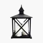 Duża, czarna latarenka dekoracyjna z trzema świecami LED GOLIAT - obrazek 2