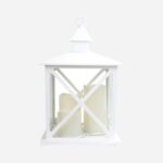 Biała Latarnia Dekoracyjna z Trzema Świecami LED GOLIAT - obrazek 3