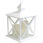 Biała Latarnia Dekoracyjna z Trzema Świecami LED GOLIAT