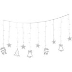 Dekoracja Świąteczna LED 138 świateł z Gwiazdkami, Dzwonkami i Reniferami Białe Światło - obrazek 2