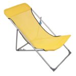 Leżak Plażowy Składany z Tekstyliny na Stelażu Stalowym, Żółty, 110 kg - obrazek 3