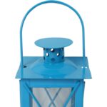 Niebieska Metalowa Latarnia na Świeczki Tealight do Użytku Wewnętrznego i Zewnętrznego - obrazek 3