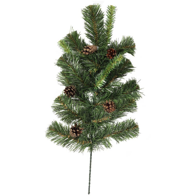 LISC40-ZSZYSZKIW Dekoracyjna Gałązka Świąteczna ze Szyszkami - Zielony Świerk, 60cm - obrazek 1