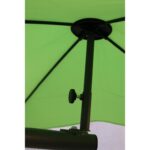 Leżak ogrodowy zielony z poduszką zagłówkiem i parasolem - obrazek 2