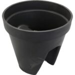 Antracytowa Donica Okrągła na Balustradę z Wytrzymałego Tworzywa Sztucznego - Goliat - obrazek 2