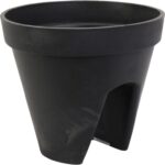 Antracytowa Donica Okrągła na Balustradę z Wytrzymałego Tworzywa Sztucznego - Goliat