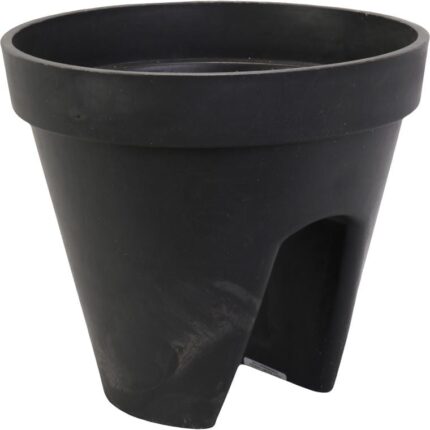 Antracytowa Donica Okrągła na Balustradę z Wytrzymałego Tworzywa Sztucznego - Goliat