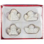 Zestaw 4 Białych Zawieszek Aniołków z Polirezynu 3.5x5 cm - Dekoracja Bożonarodzeniowa - obrazek 2