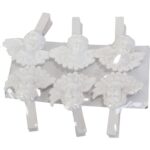 Białe Klamrki z Figurkami Aniołów 4.5 cm - Zestaw 6 sztuk