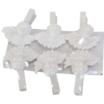 Białe Klamrki z Figurkami Aniołów 4.5 cm - Zestaw 6 sztuk