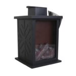 Latarnia LED na Baterie z Paleniskiem na Baterie - Ciepłe Pomarańczowe Światło, Plastik, Czarna - obrazek 2