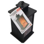 Latarnia LED na Baterie z Paleniskiem na Baterie - Ciepłe Pomarańczowe Światło, Plastik, Czarna - obrazek 3