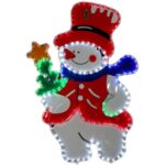 Duży Bałwan LED - Dekoracja Świąteczna do Zewnętrznego Zastosowania, 120 Diod, Energooszczędna