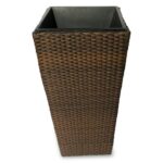 Osłonka na doniczkę z technorattanu, odporna na promienie UV, brązowa, 49 cm - obrazek 2
