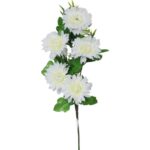 Biała Gałązka z 5 Sztucznymi Margaretkami, Długość 68 cm
