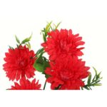 Sztuczne margaretki w kolorze czerwonym - zestaw 5 sztuk na gałązce, długość 68 cm. - obrazek 2