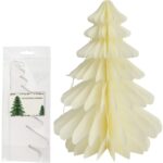 ZAWIESZKA CHOINKA PAPIEROWA ROZKŁADANA ORIGAMI DEKORACJA ŚWIĄTECZNA 3D KREMOWA