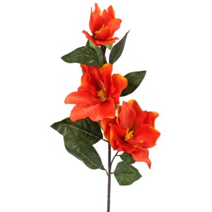Sztuczna Gałązka z Trzema Pomarańczowymi Malwami o Długości 96 cm