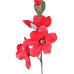 Czerwona gałązka z 4 sztucznymi magnoliami o długości 78 cm - obrazek 3