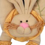 Wielkanocny Zając Pluszowy z Drewnianą Tabliczką - Zawieszka na Drzwi 38 cm - obrazek 2