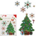 NAKLEJKI ŚWIĄTECZNE NA OKNO 3D DEKORACJA OZDOBA CHOINKA+ŚNIEŻYNKI