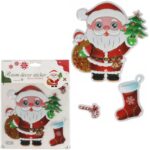 NAKLEJKI ŚWIĄTECZNE NA OKNO 3D DEKORACJA OZDOBA MIKOŁAJ Z CHOINKĄ