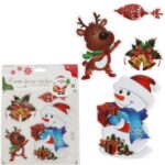 NAKLEJKI ŚWIĄTECZNE NA OKNO 3D DEKORACJA OZDOBA BAŁWAN+ RENIFER
