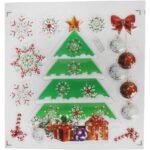 NAKLEJKI ŚWIĄTECZNE NA OKNO 3D DEKORACJA OZDOBA CHOINKA+BOMBKI - obrazek 3