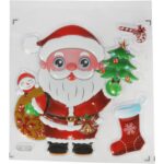 NAKLEJKI ŚWIĄTECZNE NA OKNO 3D DEKORACJA OZDOBA MIKOŁAJ Z CHOINKĄ - obrazek 3