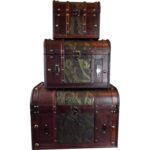 Kufer Drewniany z Metaliczną Wstawką Czekoladowe Liście - obrazek 3