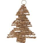 CHOINKA Z RATTANU ZAWIESZKA ZŁOTA 22 CM