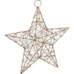 Złota Gwiazda Zawieszka na Choinkę lub Okno, Drewniana, 30 cm - obrazek 2