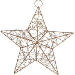 Złota Gwiazda Zawieszka na Choinkę lub Okno, Drewniana, 30 cm