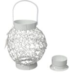 Biała Latarenka Metalowa na Świeczkę Tealight do Dekoracji Ogrodu i Tarasu - obrazek 2