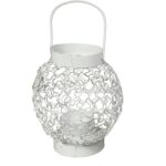 Biała Latarenka Metalowa na Świeczkę Tealight do Dekoracji Ogrodu i Tarasu