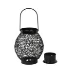 Czarna Metalowa Latarenka na Świeczkę Tealight do Dekoracji Ogrodu i Tarasu - obrazek 2