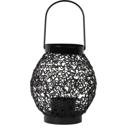 Czarna Metalowa Latarenka na Świeczkę Tealight do Dekoracji Ogrodu i Tarasu
