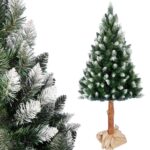 Choinka Sztuczna NADIA na Pniu 180 cm z Bielonymi Końcówkami i Imitacją Diamentu