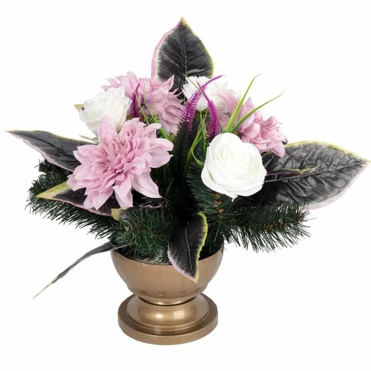 NAGR-04FG Elegancki Stroik Nagrobny fioletowa Dalia gazon - obrazek 1