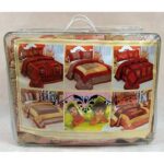 Gruba Narzuta na Łóżko w Kolorze Łososia z Satynowym Przeszyciem i Haftem - zestaw z Poduszkami - obrazek 2