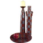 Ceramiczny Talerz Dekoracyjny w Kratę z Możliwością Użycia jako Podstawka Pod Świece - obrazek 2