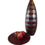 Wazon ceramiczny w brązowe pasy, z kolekcji kamiennej, 60x20 cm - obrazek 2