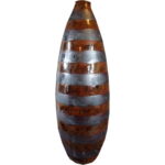 Wazon ceramiczny w brązowe pasy, z kolekcji kamiennej, 60x20 cm