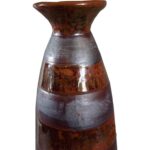 Wazon ceramiczny w kolorze brązowym ciężki w pasy 40x9 cm - obrazek 2
