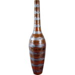 Wazon ceramiczny w kolorze piaskowym ciężki w pasy 38x20 cm