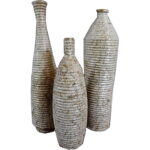 Wazon kamienny kremowy w prążki z efektem popękania 30x10 cm z ochraniaczami przeciwzarysowaniowymi - obrazek 3