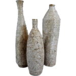 Wazon kamienny w kolorze kremowym w prążki 37x10 cm - obrazek 3