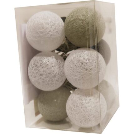 Bawełniane Kule Świetlne z LED o Średnicy 6 cm, Zasilane Bateriami, W Ciepło Białej Kolorystyce