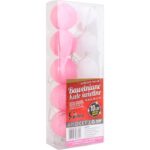 10 Bawełnianych Kul Świetlnych LED 6 cm, Różowo-Białe, z Bateriami, Ciepłe Białe Światło